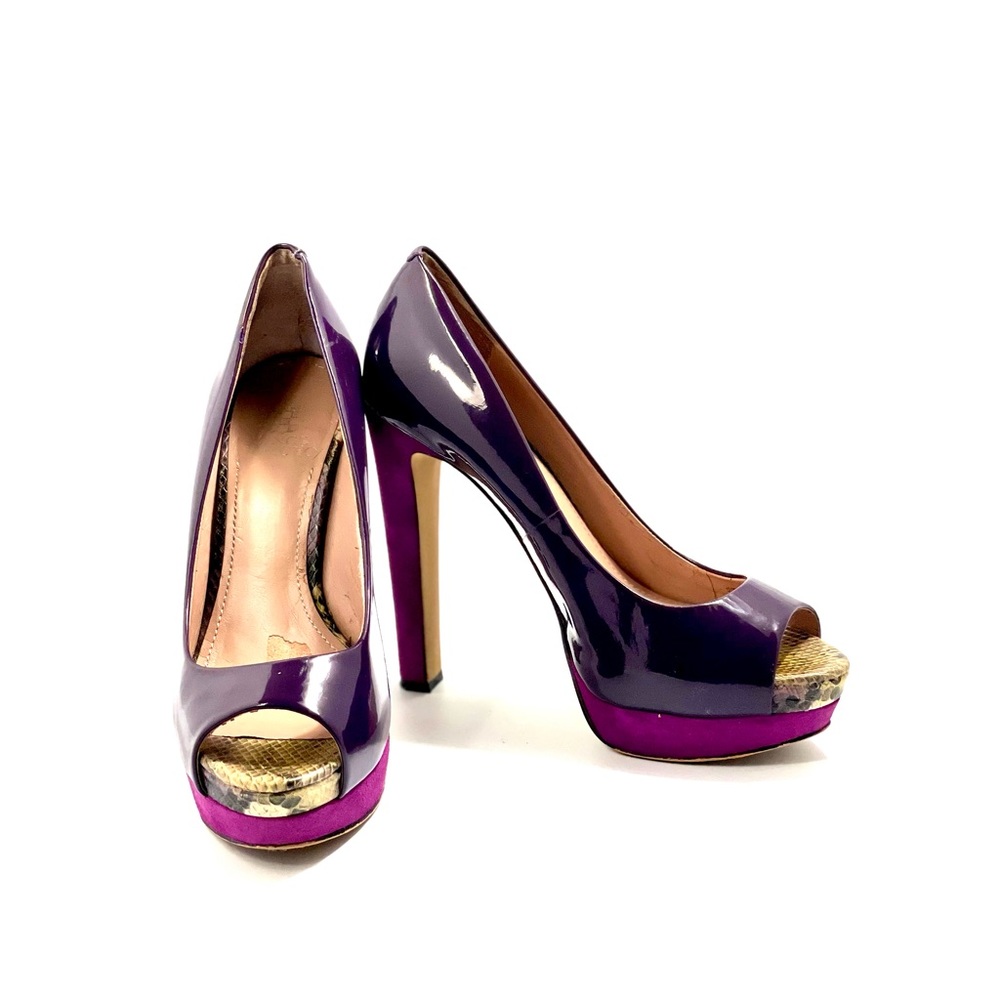 Vince Camino Purple Graph Peep-Toe Pump